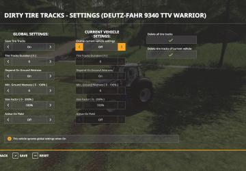 Dirty Tire Tracks version 1.1.0.0 for Farming Simulator 2019 (v1.6)