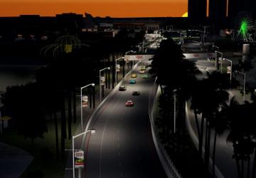 Night Long Beach Circuit Map version 1.0 for Assetto Corsa
