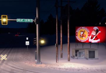 Christmas billboards version 1.0 for American Truck Simulator (v1.35.x, - 1.39.x)