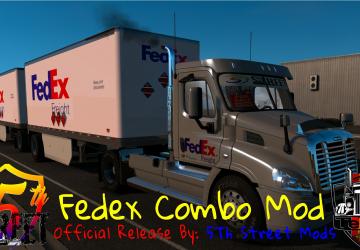 Freightliner Day Cab + Fedex 28 Pup Trailer v1.0 for American Truck Simulator (v1.35.x, 1.36.x)