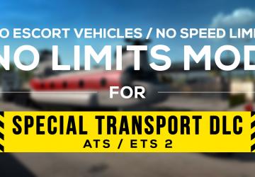 No Limits for DLC Special Transport version 1.3 (08.12.21) for American Truck Simulator (v1.40.x, - 1.43.x)