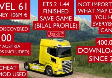 Finished Save Game Profile version 1.0 for Euro Truck Simulator 2 (v1.44.x)