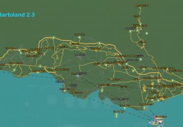 Map Bartoland map 1:1 version 2.3 for Euro Truck Simulator 2 (v1.40.x, 1.41.x)