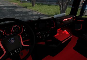 Black and Red Interior for Scania S&R 2016 v1.0 for Euro Truck Simulator 2 (v1.36.x, - 1.39.x)