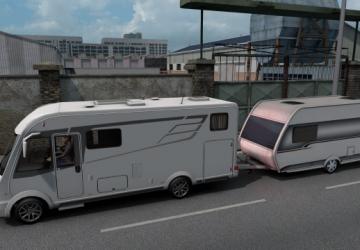 Camper with Caravan Trailer version 1.1 for Euro Truck Simulator 2 (v1.40.x, - 1.43.x)