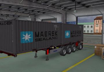 Container Trailer 4 axle version 1.0 for Euro Truck Simulator 2 (v1.35.x, 1.36.x)