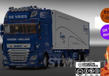 DAF XF 116 De Vries + Trailer version 1.4 for Euro Truck Simulator 2 (v1.47.x)