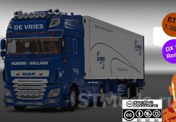 DAF XF 116 De Vries + Trailer version 1.4.1 for Euro Truck Simulator 2 (v1.47.x)