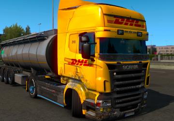 Dirty DHL Skin for Scania RJL version 1.0 for Euro Truck Simulator 2 (v1.37.x)