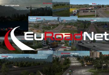 Map EuRoadNet version 1.1b for Euro Truck Simulator 2 (v1.43.x)