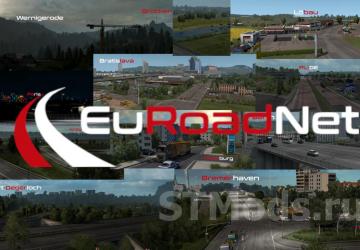 Map EuRoadNet version 1.4b for Euro Truck Simulator 2 (v1.47.x)