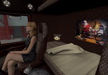 Interior for DAF XF 105 Red Wood version 1.1 for Euro Truck Simulator 2 (v1.36.x, - 1.39.x)