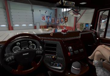 Interior for DAF XF 105 Red Wood version 1.1 for Euro Truck Simulator 2 (v1.36.x, - 1.39.x)