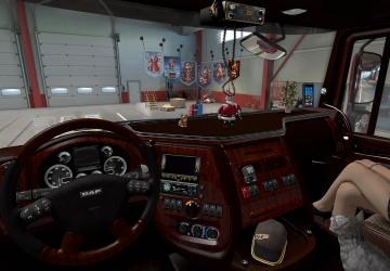 Interior for DAF XF 105 Red Wood version 1.1 for Euro Truck Simulator 2 (v1.36.x, - 1.39.x)