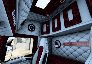Red and White Dutch-Style Interior for Scania R & Streamline v1.0 for Euro Truck Simulator 2 (v1.43.x)