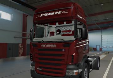 Red and White Dutch-Style Interior for Scania R & Streamline v1.0 for Euro Truck Simulator 2 (v1.43.x)