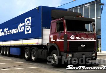 Sovtransavto Livery for MAZ 5432-6422 and Schmitz Pack v1.0 for Euro Truck Simulator 2 (v1.43.x)