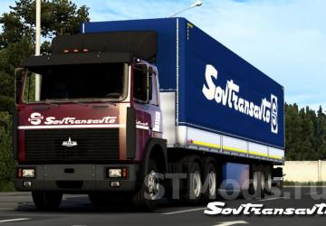 Sovtransavto Livery for MAZ 5432-6422 and Schmitz Pack v1.0 for Euro Truck Simulator 2 (v1.43.x)