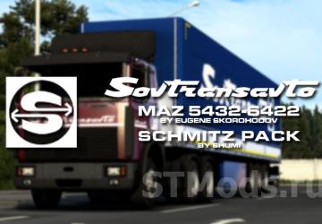 Sovtransavto Livery for MAZ 5432-6422 and Schmitz Pack v1.0 for Euro Truck Simulator 2 (v1.43.x)