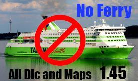 No Ferry all DLC + Maps version 3.4 for Euro Truck Simulator 2 (v1.45)