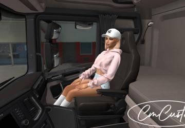 A pack of passenger girls in the cab of a truck v1.0 for Euro Truck Simulator 2 (v1.44.x, 1.45.x)