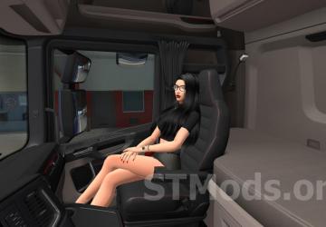 A pack of passenger girls in the cab of a truck v1.4.4 for Euro Truck Simulator 2 (v1.54.x)