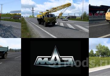 Pack of MAZ trucks in traffic version 1.4 for Euro Truck Simulator 2 (v1.47.x)
