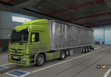 Dirty Skin Pack for Mercedes Actros MP3 and Trailer v1.0 for Euro Truck Simulator 2 (v1.41.x)
