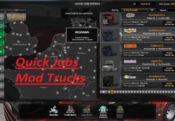 Quick Jobs with Modded Trucks version 1.0 for Euro Truck Simulator 2 (v1.40.x)