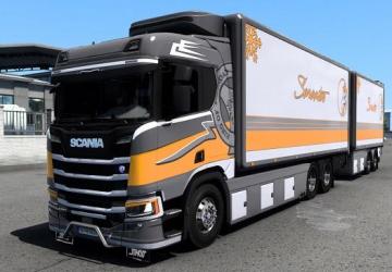 Scania R580 + Trailer Megamod version 1.0 for Euro Truck Simulator 2 (v1.49.x)