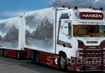 Scania S580 Tandem Hansen version 1.1 for Euro Truck Simulator 2 (v1.48.x)
