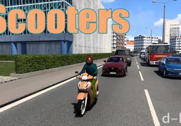 Scooters in traffic version 1.0 for Euro Truck Simulator 2 (v1.45.x)
