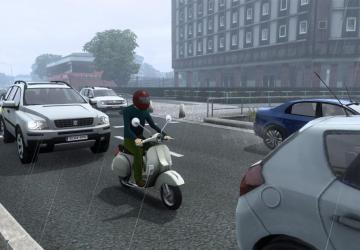 Scooters in traffic version 1.0 for Euro Truck Simulator 2 (v1.45.x)