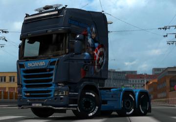 Captain America Skin for Scania Streamline v1.0 for Euro Truck Simulator 2 (v1.35.x, 1.36.x)