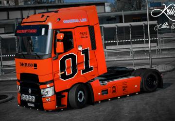 Edition Thomann General Lee Skin for Renault T by SCS v2.0 for Euro Truck Simulator 2 (v1.35.x)