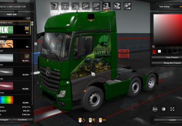 Incredible Hulk Skin for Mercedes Actros MP4 v1.0 for Euro Truck Simulator 2 (v1.35.x, 1.36.x)