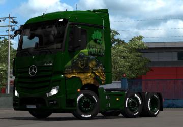 Incredible Hulk Skin for Mercedes Actros MP4 v1.0 for Euro Truck Simulator 2 (v1.35.x, 1.36.x)