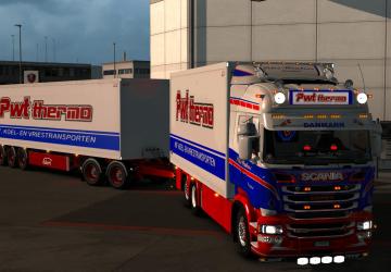 Scania PWT Thermo 4 Series Skin Pack + Tandem Trailer + Lightbox v1.0 for Euro Truck Simulator 2 (v1.32.x, - 1.36.x)