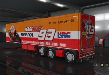 Marc Márquez Skin Pack for Own Trailer and Volvo FH16 2012 v1.0 for Euro Truck Simulator 2 (v1.32.x, - 1.35.x)