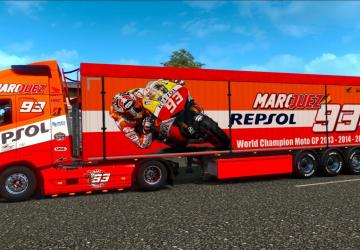 Marc Márquez Skin Pack for Own Trailer and Volvo FH16 2012 v1.0 for Euro Truck Simulator 2 (v1.32.x, - 1.35.x)