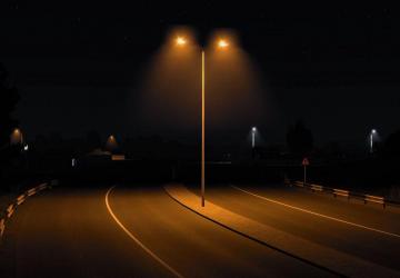 Street Lamps with Fog version v1.0 for Euro Truck Simulator 2 (v1.44.x)