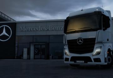 LED Headlights for Actros MP4 version 1.0.1 for Euro Truck Simulator 2 (v1.45)