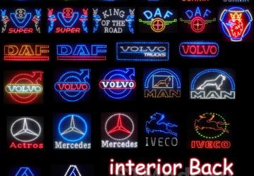 Illuminated Badges for All Truck Interiors v7.0 for Euro Truck Simulator 2 (v1.48.x)