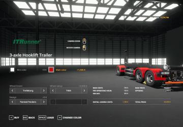 3-axle hooklift trailer version 1.0.0.0 for Farming Simulator 2019 (v1.4х)