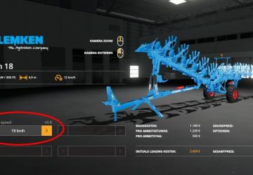 Adjust Working Speed version 1.0 for Farming Simulator 2019 (v1.6.0.0)