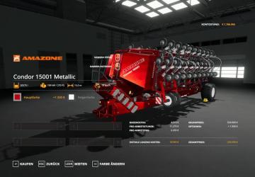 Amazone Condor15001 Metallic Edit version 1.3 for Farming Simulator 2019 (v1.5.1.0)