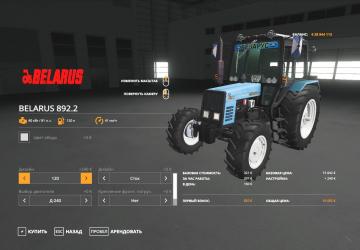 BELARUS 892.2 - Conversion version 1.5 for Farming Simulator 2019 (v1.7.1.0)