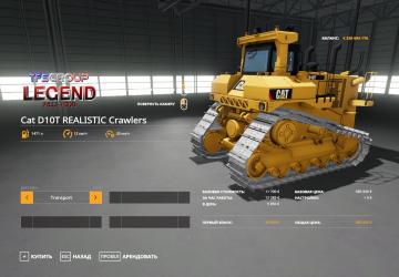 Cat D10T Realistic Crawlers version 1.0 for Farming Simulator 2019 (v1.5.1.0)