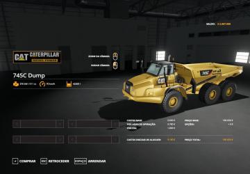 Caterpillar 745C version 0.1 for Farming Simulator 2019 (v1.5.х)