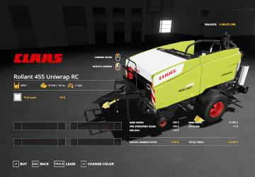 Claas Rollant 455 Uniwrap RC version 1.0.0.0 for Farming Simulator 2019 (v1.4.x)